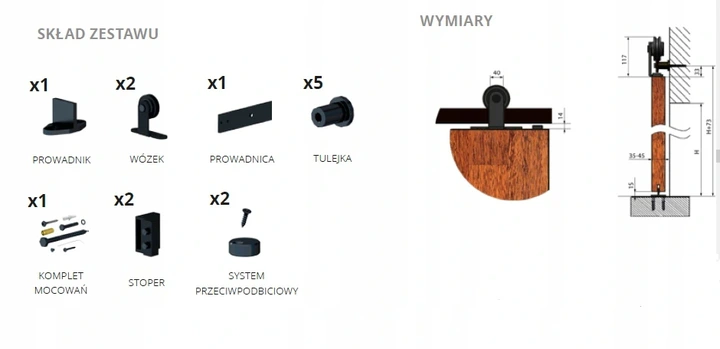 System przesuwny LUNA 190cm - obrazek 3