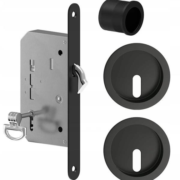 Zamek hakowy Klucz Czarny okrągły do drzwi przesuwnych