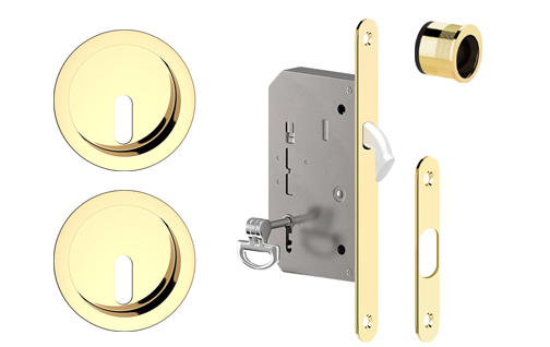 Zamek hakowy Klucz złoty mosiądz okrągły do drzwi przesuwnych