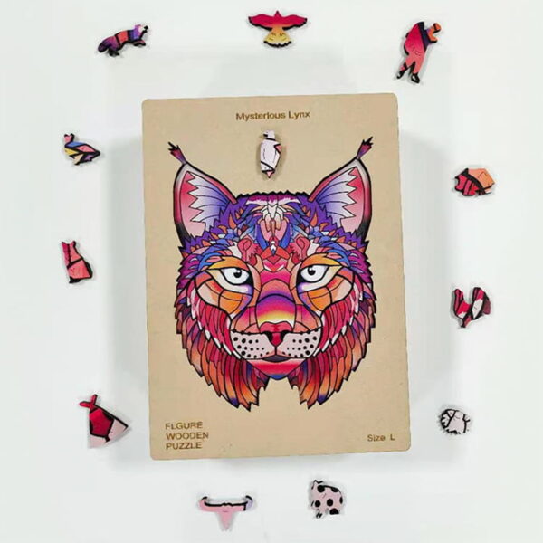 Puzzle Drewniane dla dorosłych premium Ryś A3 PUDEŁKO