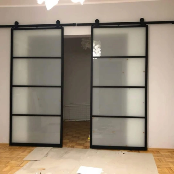 podwójny Twin Art Retro system przesuwny dwoje drzwi loft kratka