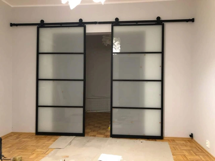 podwójny Twin Art Retro system przesuwny dwoje drzwi loft kratka