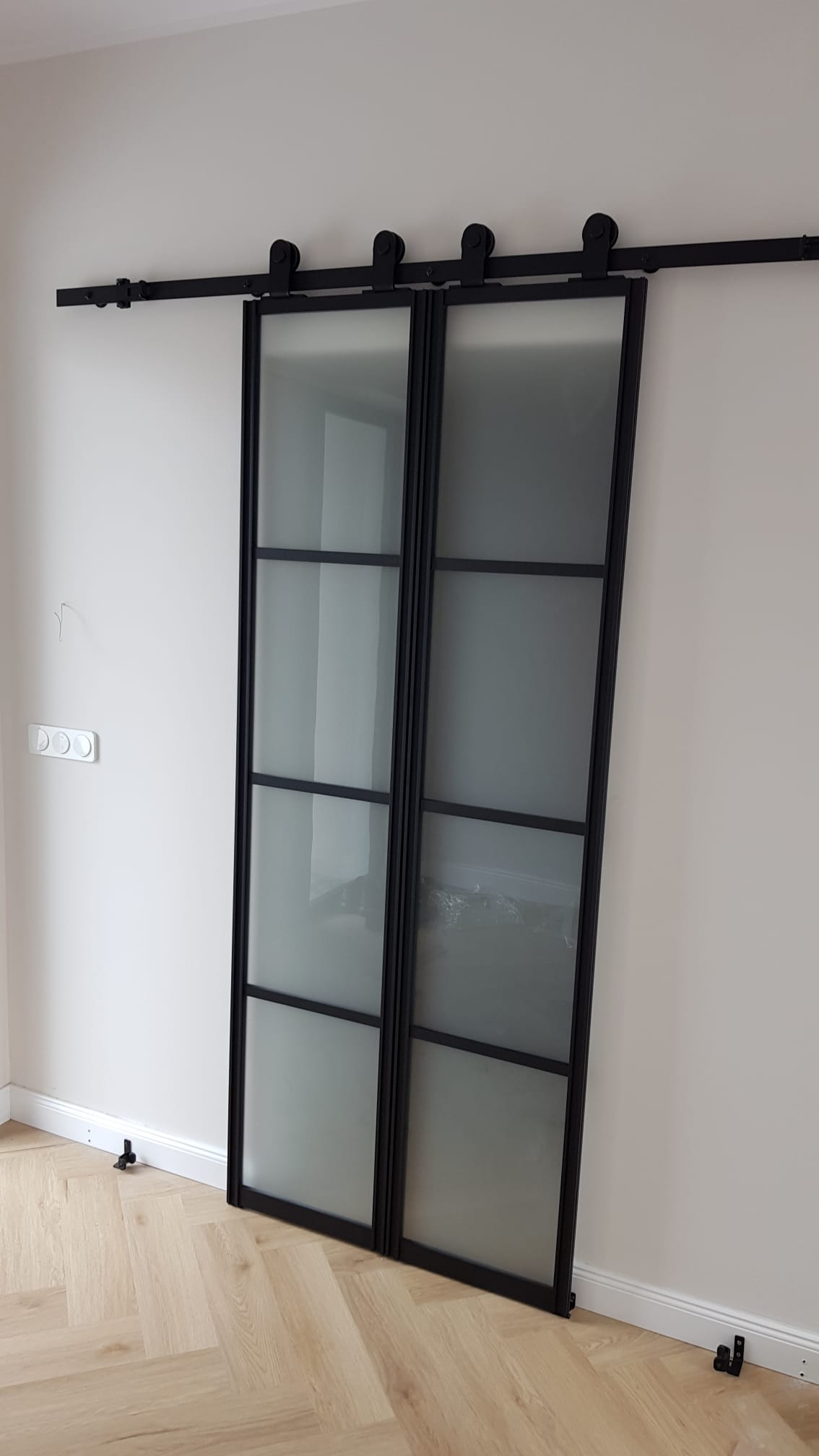 podwójny Twin Art Retro system przesuwny dwoje drzwi loft kratka - obrazek 2