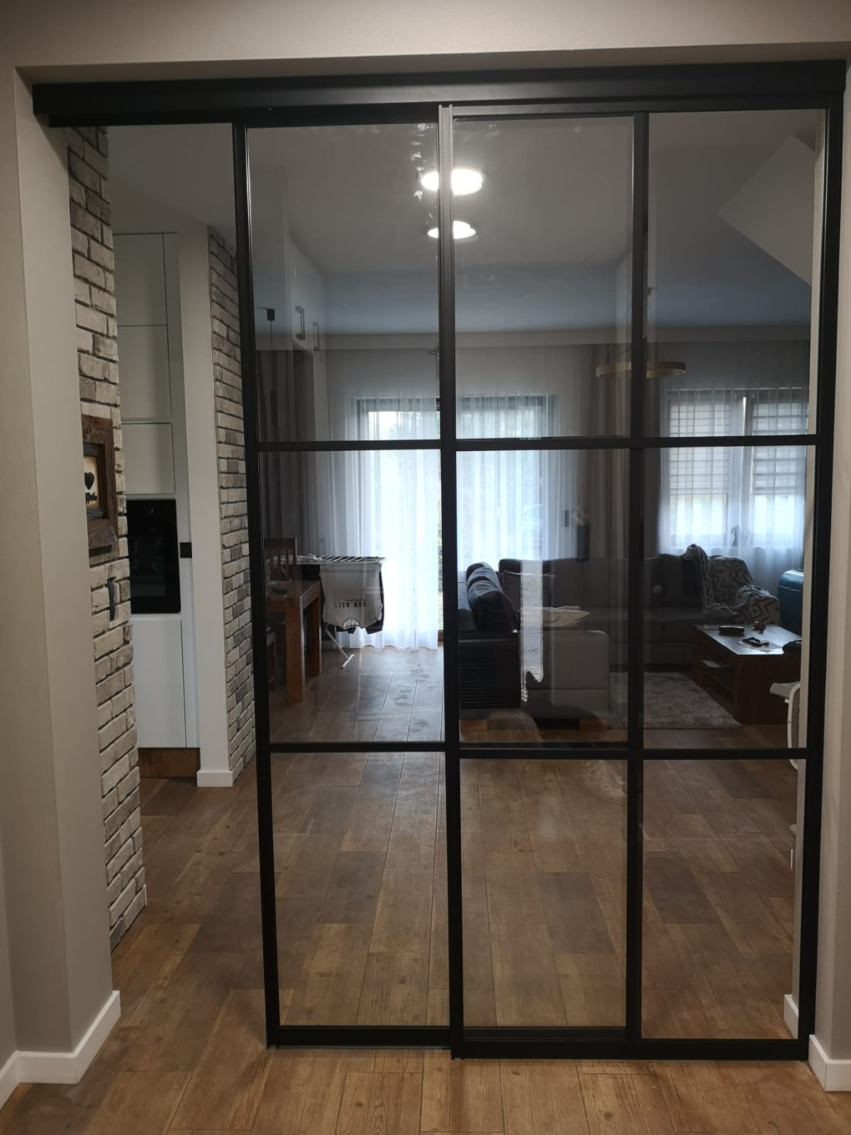 Wall glass dwuskrzydłowy ścianka szklana loft szklana ściana - obrazek 3