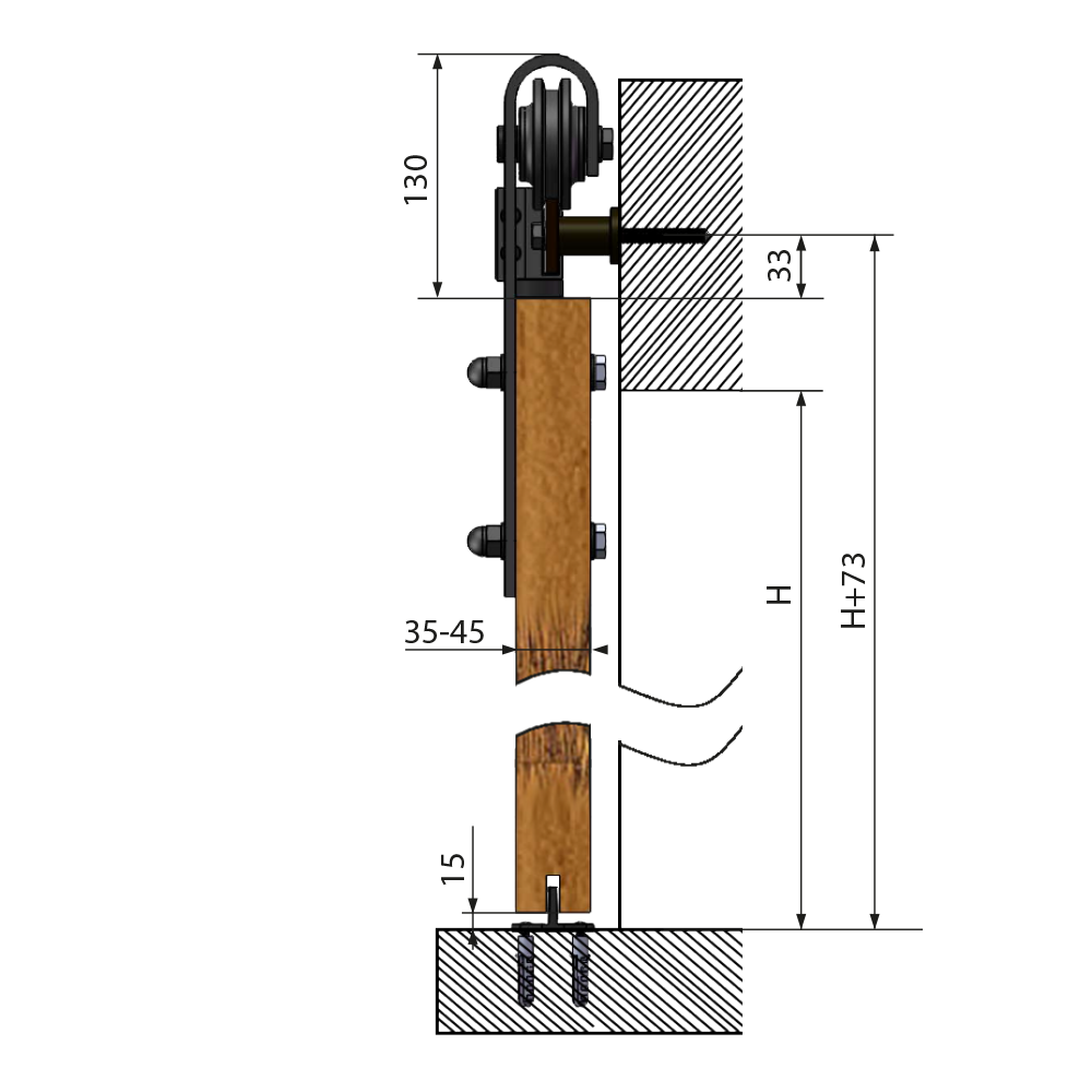 System drzwi przesuwnych TUBOS GROT Loft szyna 2x100cm - obrazek 4