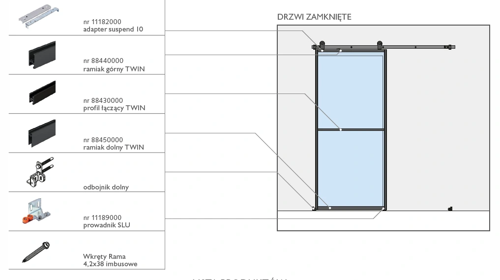 Twin Art Retro biały system przesuwny drzwi loft - obrazek 6