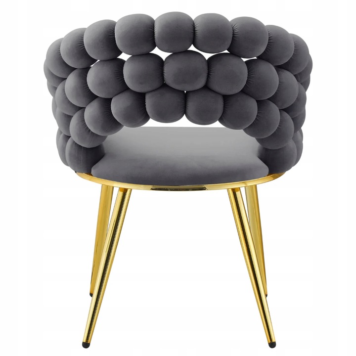Krzesło Bubble Bąbelki Glamour Szare Welurowe Velvet - obrazek 4