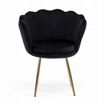 Krzeslo-Zloto-Glamour-Czarne-Muszelka-Shell-Welurowe-Salon-urody-Homla