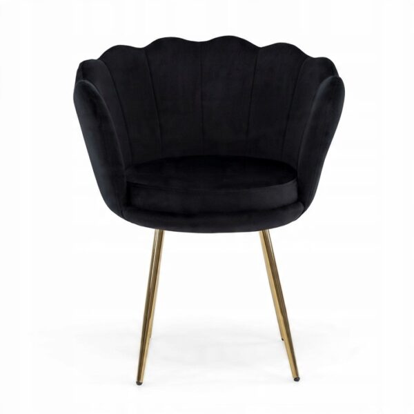 Krzesło Shell Muszelka Glamour Czarne Welurowe