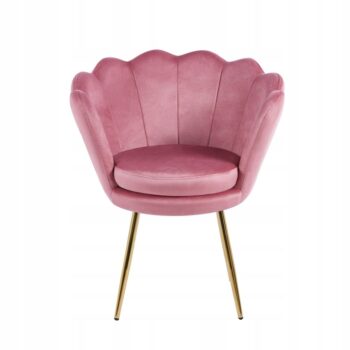 Krzeslo-Zloto-Glamour-Rozowe-Muszelka-Shell-Welurowe-Salon-urody-Homla-Marka-inna