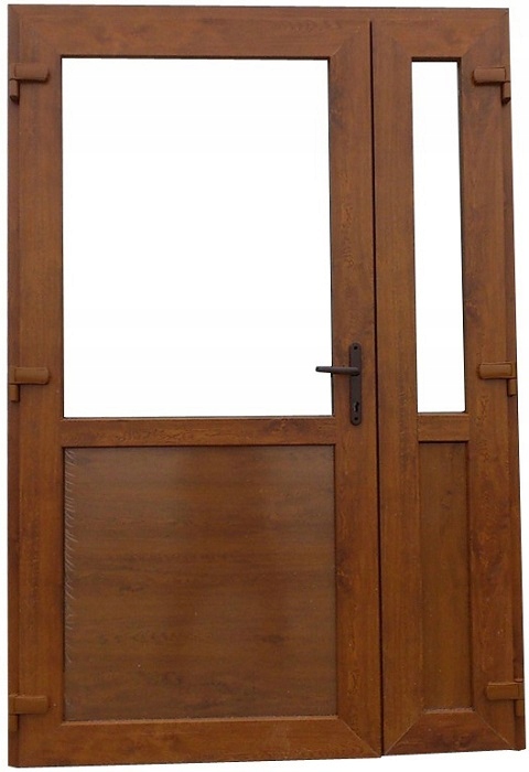 DRZWI SKLEPOWE PCV SZYBA/PANEL ZEWNĘTRZNE 125/210 140/210 ZŁOTY DĄB