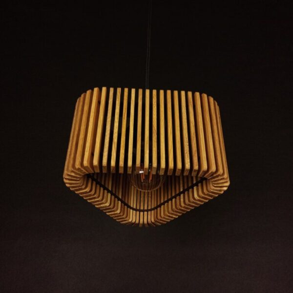 Lampa drewniana dębowa sufitowa trójkątna lamelowa LT1X20