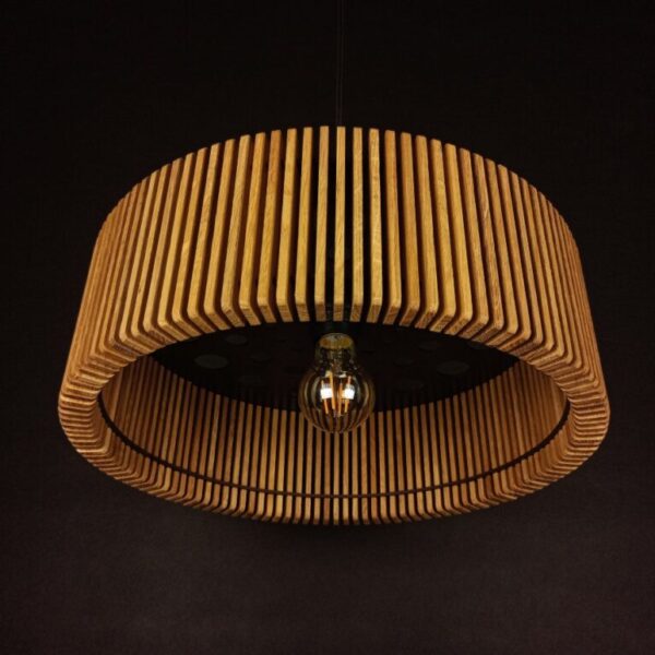 Lampa drewniana dębowa sufitowa okrąg duży LO1X38