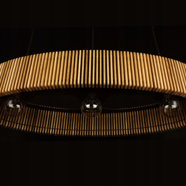 Lampa drewniana dębowa sufitowa elipsa owalny duży LE1X80 80x30
