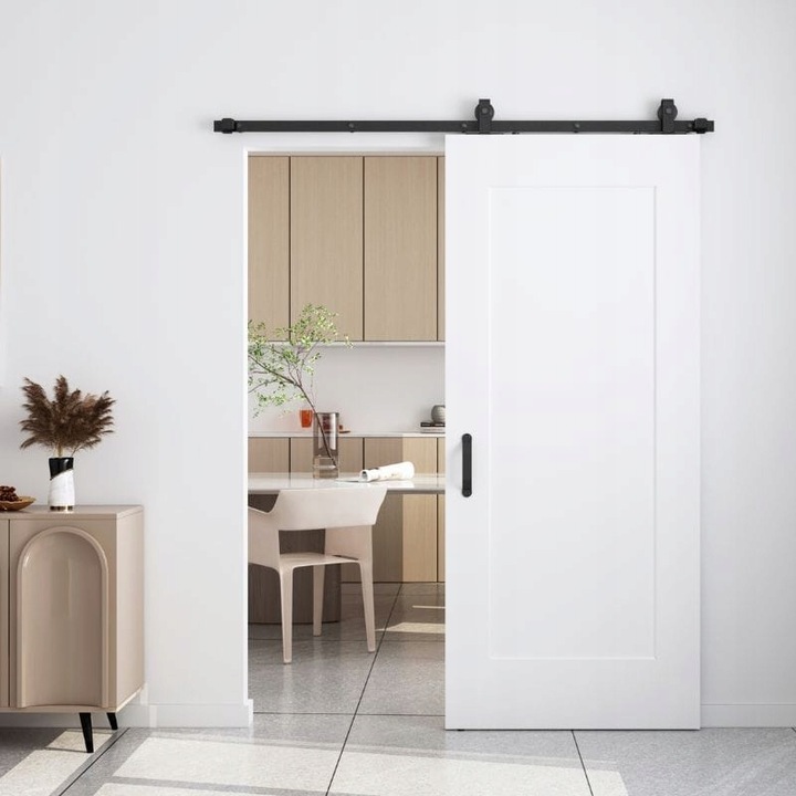 Drzwi wewnętrzne przesuwne Monza 3,5cm grube 90 Loft białe z systemem kpl - obrazek 3