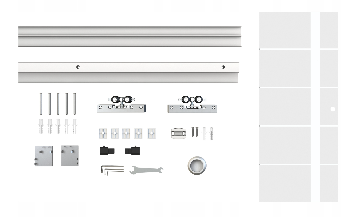 Drzwi wewnętrzne przesuwne Szklane lustro z prowadnicą 90 komplet 5S-95 - obrazek 4
