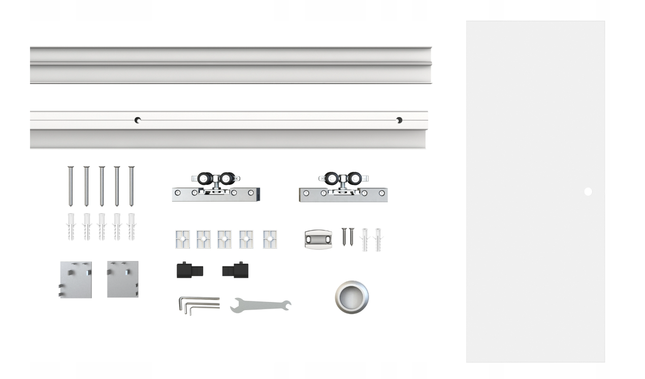Drzwi wewnętrzne przesuwne szklane z prowadnicą 90 komplet 1S-95 - obrazek 3