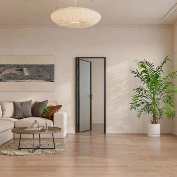 Drzwi Rozwierne Aluminium Slim szkło MLECZNE loft Komplet z ościeżnicą 90 93cm