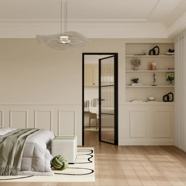 Drzwi Rozwierne Aluminium Slim szkło Ryflowane Komplet z ościeżnicą 83cm