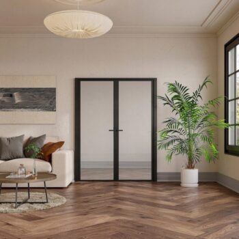 Drzwi-Aluminiowe-loft-dwuskrzydlowe-przeszklone-komplet-z-oscieznica-140-Stan-opakowania-oryginalne