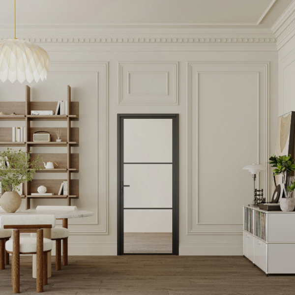 Drzwi Rozwierne 3s Aluminium Slim szkło hartowane loft Komplet z ościeżnicą 73 70