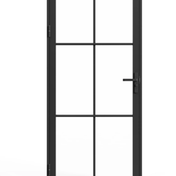 Drzwi Rozwierne 6s kratka Aluminium Slim szkło hartowane loft Komplet z ościeżnicą 73 70