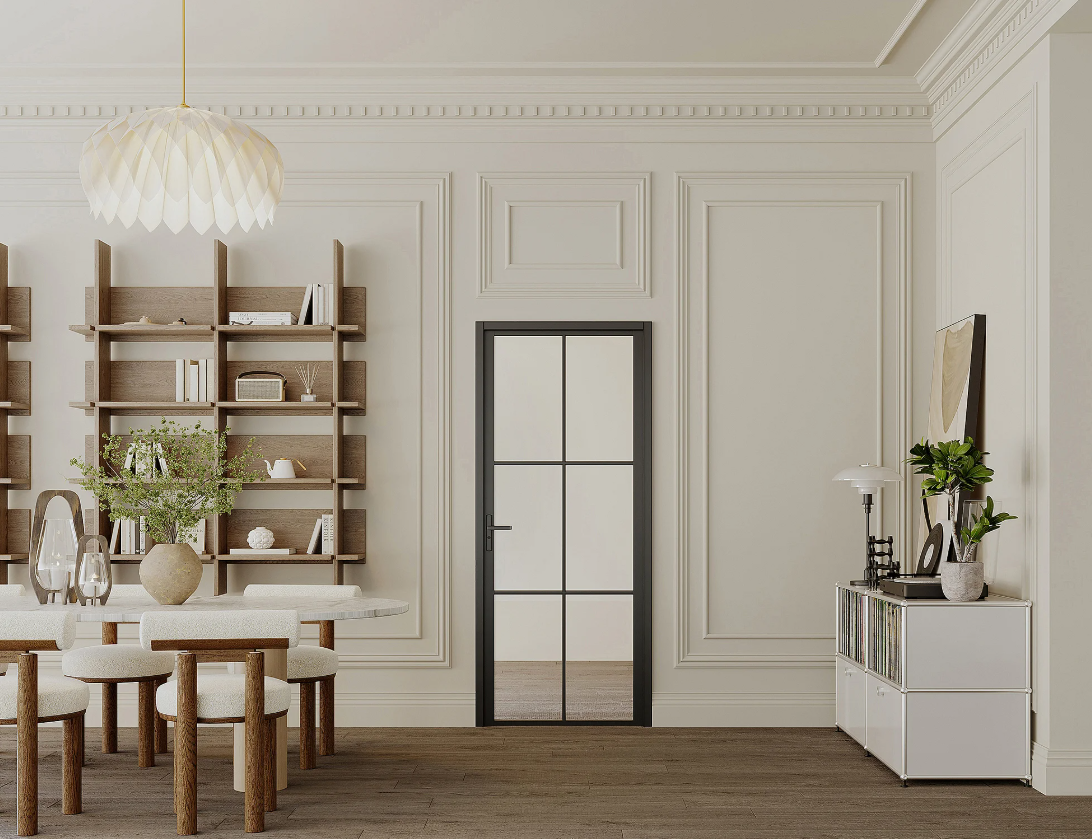 Drzwi Rozwierne 6s kratka Aluminium Slim szkło hartowane loft Komplet z ościeżnicą 73 70 - obrazek 2