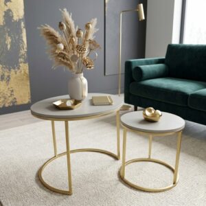 Stoliki kawowe Oreo złoty loft Kaszmir beż modny 60+40